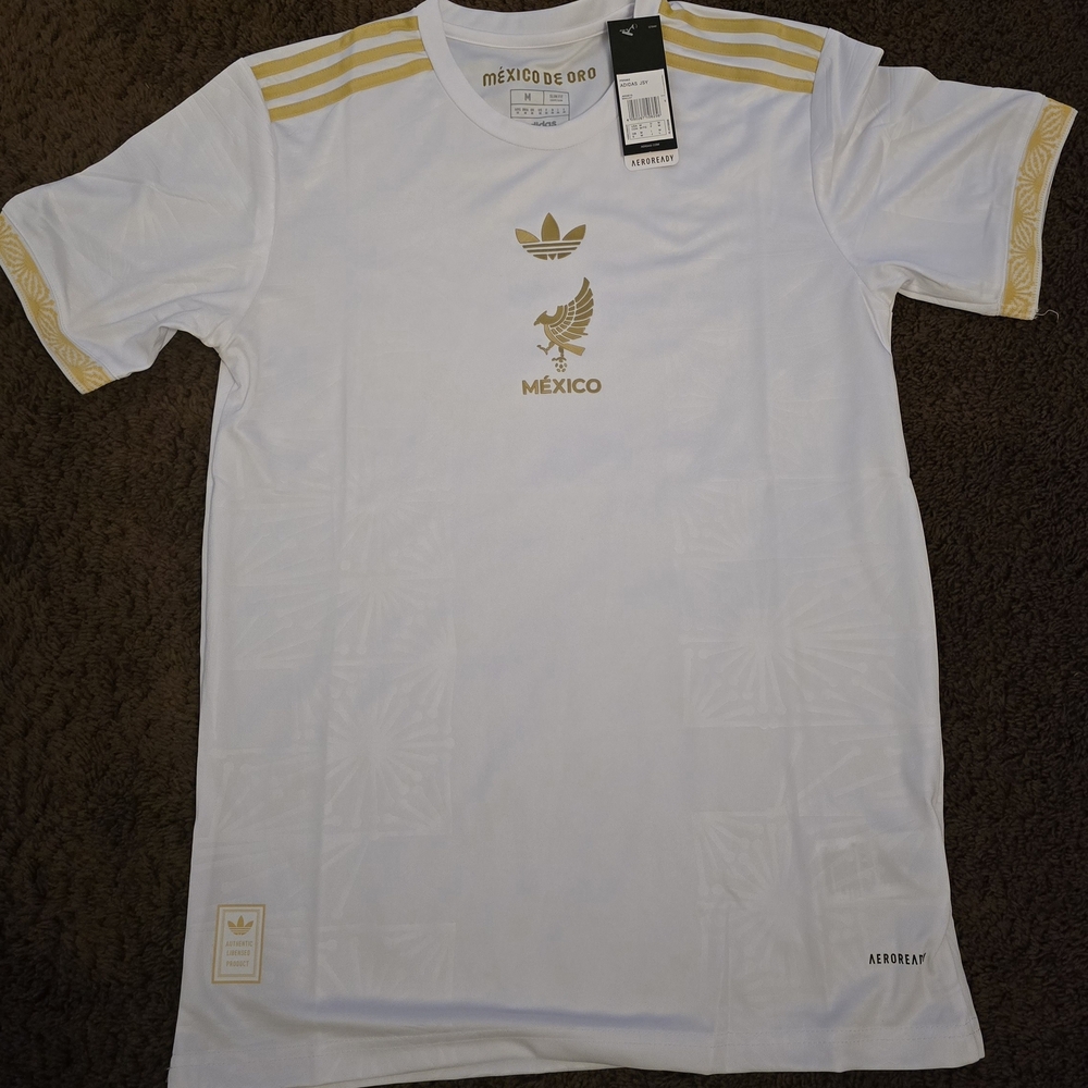 Adidas Mexico White and Gold Jersey